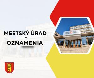 Mestský úrad- Oznámenia