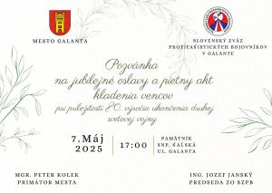 Pozvánka na jubilejné oslavy a pietny akt kladenia vencov