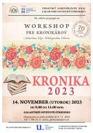 Plagát - pozvánka  na podujatie Kronika 2023 – workshop pre kronikáro